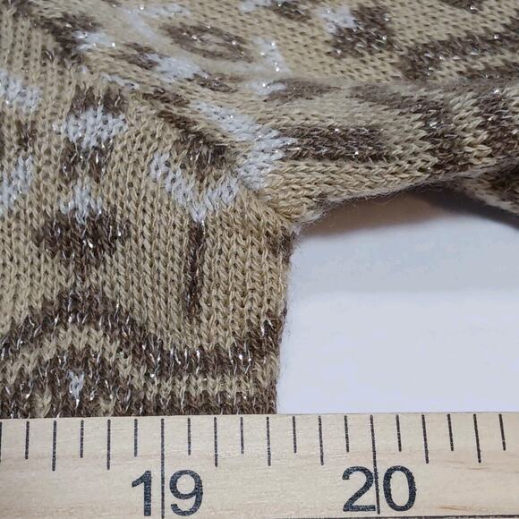 NWT Gloria Vanderbilt Fair Isle Sweater Womens Medium Tan Lurex Gold Thread - Picture 12 of 13